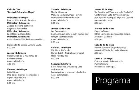 Festival Cultural de Mayo calendar