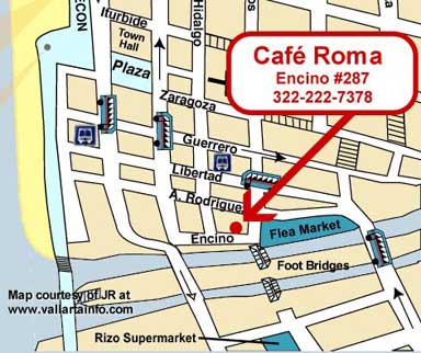 Cafe Roma Map-Vallarta